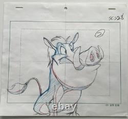 1990's Disney Lion King Timon & Pumbaa Original Production Drawing Pumbaa