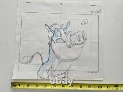 1990's Disney Lion King Timon & Pumbaa Original Production Drawing Pumbaa