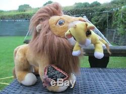 1993 Mattel Disney The Lion King MUFASA & BABY CUB SIMBA With Sound Soft Plush Toy