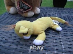 1993 Mattel Disney The Lion King MUFASA & BABY CUB SIMBA With Sound Soft Plush Toy