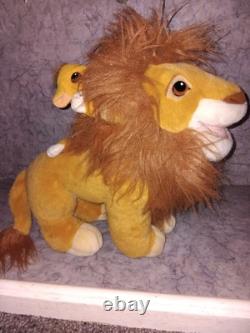 1993 Mattel Disney The Lion King MUFASA & BABY SIMBA With Sound Soft Plush Toy
