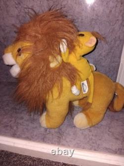 1993 Mattel Disney The Lion King MUFASA & BABY SIMBA With Sound Soft Plush Toy