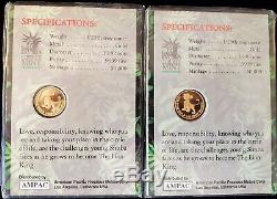 (2) Disney The Lion King Pure 24k Gold Commemorative Coins 1/25 oz Liberty Mint