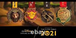 2021 runDisney Virtual Challenge The Lion King 4 MEDALS & BONUS PIN MEDAL BOX