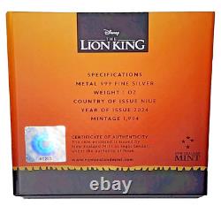 2024 Niue Disney Lion King 30 Anniversary Mufasa and Simba 1oz. 999 Silver Coin