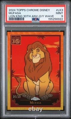 2024 Topps Chrome Disney Lion King 30th Anniversary #LK3 Mufasa O/Y /30 PSA 9
