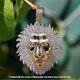 2ct Round Real Moissanite Men's Lion King Face Pendant 14k Yellow Gold Plated