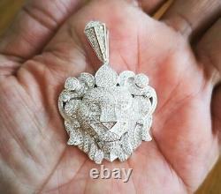3.50 Ct Round Cut Diamond Hip Hop Lion King Necklace Pendant 925 Sterling Silver