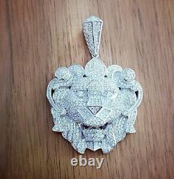 3.50 Ct Round Cut Diamond Hip Hop Lion King Necklace Pendant 925 Sterling Silver