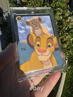 Brian Weisz Lorcana Hand Painted Signed Card Simba / Nala Lion King
