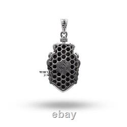 Calm Lion king Crown Animal Jungle Leo Men Cubic Zirconia Pendant 925 Silver