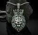 Calm Lion King Crown Animal Jungle Pendant Necklace 925 Silver Gift Men Leo