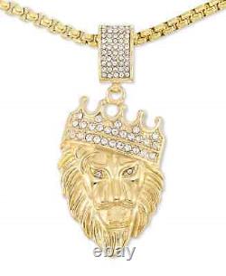 Crystal Lion King 24 Pendant Necklace in Gold-Tone Ion-Plated Stainless Steel