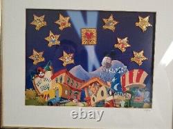 DISNEY 2000 studio stars of the millenium FRAMED PIN SET Mickey Ariel Lion King