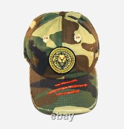 Damier Langevinè Trendy Distressed Camo Designer Baseball Cap Lion Hat