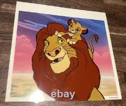 Disney 1995 THE LION KING Simba & Mufasa Animation Cel With Background Official