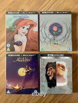 Disney Classics 4k Steelbooks Little Mermaid, Beauty & Beast, Aladdin, Lion King