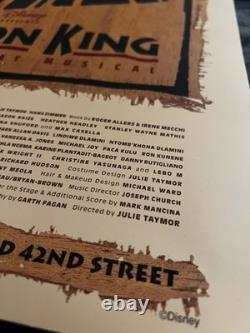 Disney LION KING 1997 ORIGINAL BROADWAY CAST Poster Window Card VTG