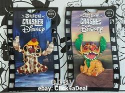 Disney Lady and the tramp and Lion King Stitch Crashes Disney Jumbo Pins NEW