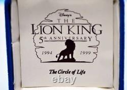 Disney Lion King 5Th Anniversary Medal Silver Coin Sterling Serial Number Engrav