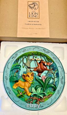 Disney Lion King Collector's 3D Plates (set Of 4) Of 7500 with COAs & Stands MIB
