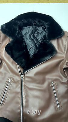 Disney Lion King Scar Unisex Leather Riders Jacket with Faux Fur Collar JPN