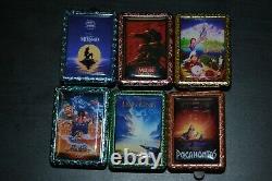 Disney Movie Pins Box Poster Complete Set Mulan Aladdin Lion King Little Mermaid
