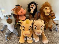 Disney Store Lion King Scar Mufasa Simba Pumbaa Complete Large 7 Plush Set New