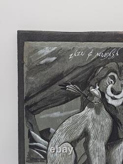 Disney The Lion King Zazu & Mufasa RARE Stone Slate Art 22×16 SIGNED J. M. 1996