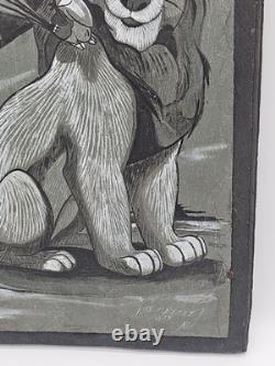 Disney The Lion King Zazu & Mufasa RARE Stone Slate Art 22×16 SIGNED J. M. 1996