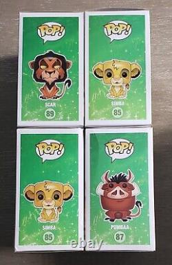 Disney's Lion King Funko Pop Lot of Scar, Simba (Flocked), Pumbaa, Simba