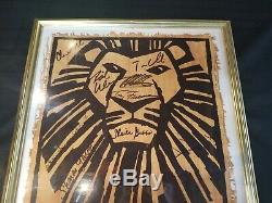 Disney's The Lion King 1997 Original Broadway Cast signed gold frame 15 x 22.5