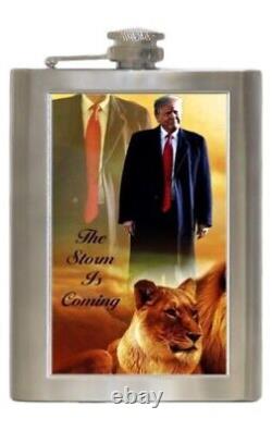 Donald Trump Lion King Theme SET (2) 8 Oz Steel Flasks. Storm Is Coming