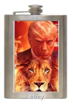 Donald Trump Lion King Theme SET (2) 8 Oz Steel Flasks. Storm Is Coming