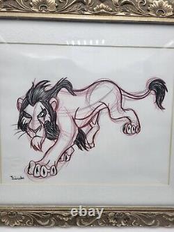 Embossed Disney The Lion King Scar Drawing/sketch with color animation signed