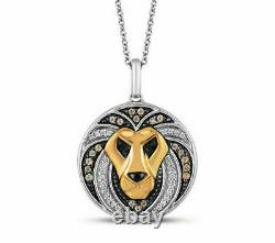 Enchanted Disney Treasures The Lion King Lion BlackWhite Diamonds Silver Pendant