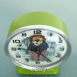 French BAYARD LION KING Vintage Alarm CLOCK Disney! Mantel Motion! RARE ANIMATED