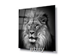 GLASS WALL ART POSTER Digital Print HD B&W LION KING PORTRAIT