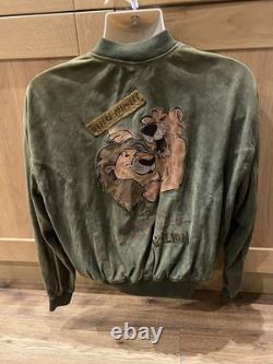 Iceberg Vintage 90's Green Disney Lion King Embroidered Suede Bomber Size M 38
