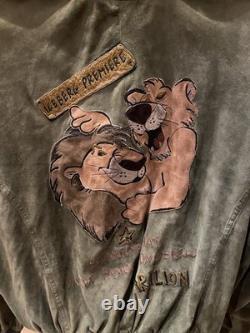 Iceberg Vintage 90's Green Disney Lion King Embroidered Suede Bomber Size M 38
