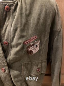 Iceberg Vintage 90's Green Disney Lion King Embroidered Suede Bomber Size M 38