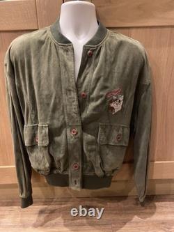 Iceberg Vintage 90's Green Disney Lion King Embroidered Suede Bomber Size M 38