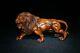 L5.2 Collection China Old Boxwood Hand Carved Force Lion King Statue Decoration