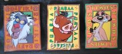 LION KING DISNEY AUCTION PINS LIMITED EDITION 100. RAFIKI, TIMON, PUMBAA 6 x 4cm
