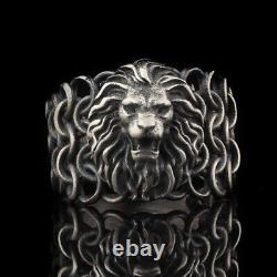 Lion Head 925 Sterling Silver Men's Ring Lion King Men's Silver Ring