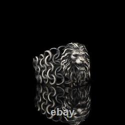 Lion Head 925 Sterling Silver Men's Ring Lion King Men's Silver Ring