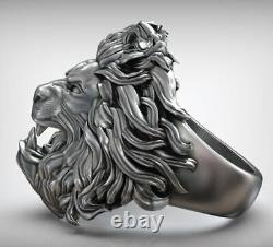 Lion King Beasts Head Mens Ring 925 Sterling Silver Biker Rider Animal Ring Gift