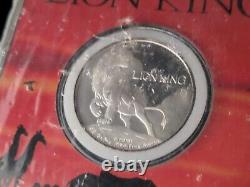 Lion King Disney 1994 Movie 999 Silver Coin COA with Case Limited Edition Sealed