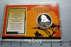 Lion King Disney Mufasa 5th Anniversary 1999 Release 999 Silver Coin Coa 6lk9