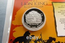 Lion King Disney Mufasa 5th Anniversary 1999 Release 999 Silver Coin Coa 6lk9